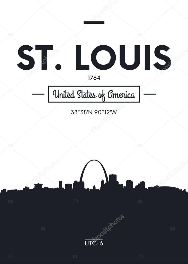 Poster city skyline St Louis, Flat style vector illustration