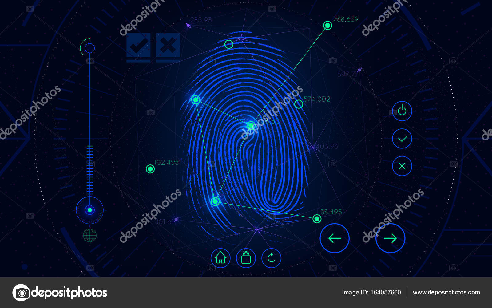 Identifikationssystem für Fingerabdrücke, futuristisches SciFi Blue