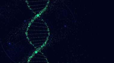 DNA molekül yapısı, Fütürist Bilim-Kurgu arayüzü, vektör arkaplan