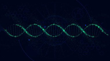 Futuristic illustration of the structure of DNA, Sci-Fi interface, vector background clipart