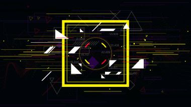 Teknik fütüristik soyut renkli kare, bilim-kurgu vektör geometrik arka planlar