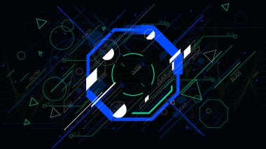 Teknik fütüristik soyut renkli octahedron, bilim-kurgu vektör geometrik arka planlar