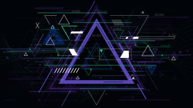 Teknik fütüristik soyut üçgen geometrik arka planlar, bilim-kurgu vektör çizim