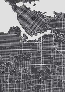 Vancouver city plan, detailed vector map clipart