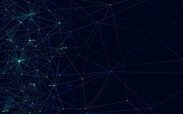 Аналітична мережа, полігональна структура з сіткою ліній, сучасний технологічний елемент, Векторні ілюстрації — стоковий вектор