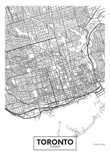 Mappa dettagliata della città di Toronto — Vettoriale Stock