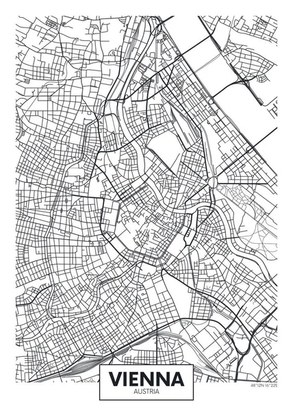 Detaillierte Vektorplakate Stadtplan Wien — Stockvektor