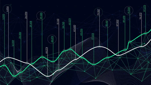 Концепция цифровой аналитики, визуализация данных, финансовый график, вектор — стоковый вектор