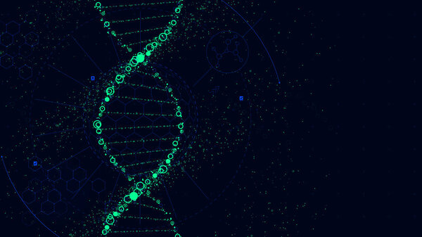 DNA molecule structure, Futuristic Sci-Fi interface, vector background