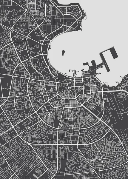 Doha kent planı, detaylı vektör harita — Stok Vektör