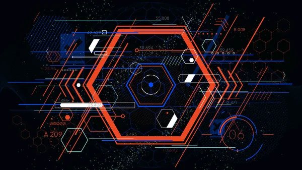 Teknik fütüristik soyut renkli altı yüzlü, hud vektör geometrik arka planlar