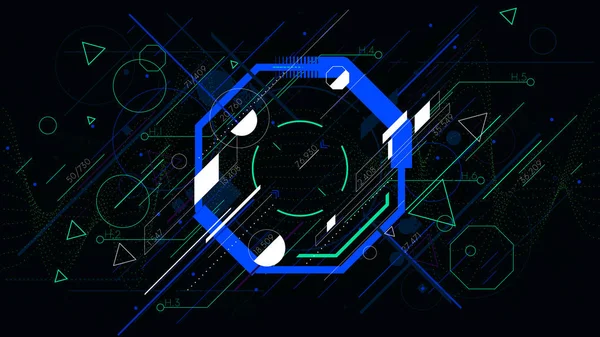 Tech futuriste abstrait octaèdre coloré, milieux géométriques vectoriels de science-fiction — Image vectorielle