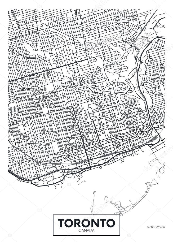 Detailed vector poster city map Toronto