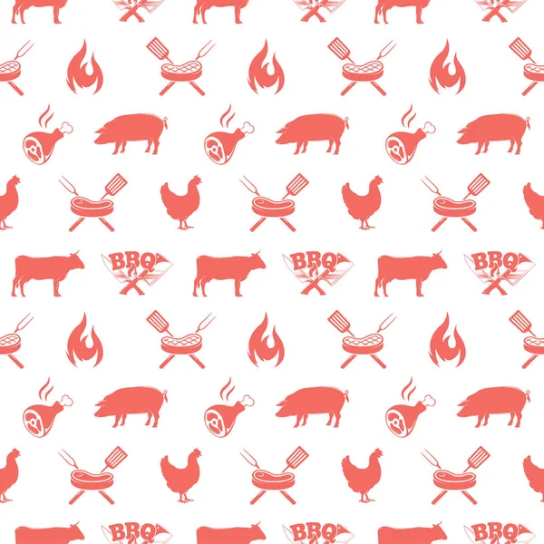 Barbekü seamless modeli, vektör çizim Barbekü Izgara elemanları ile