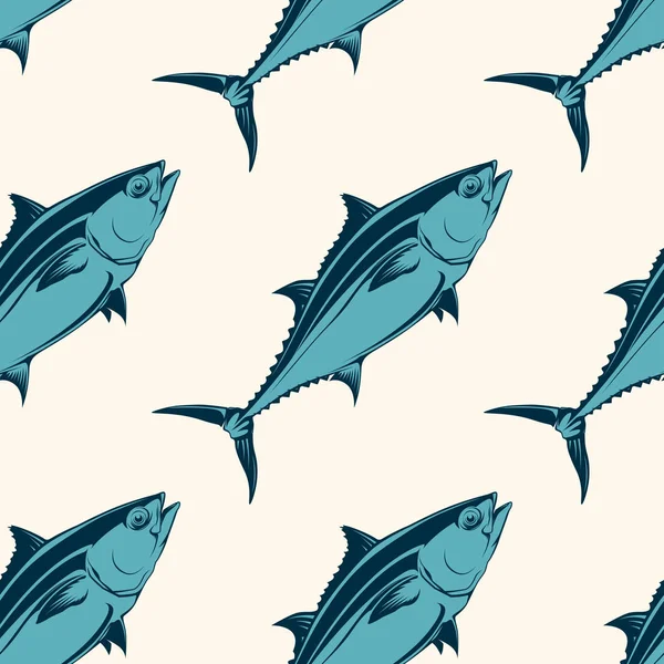 Ton balığı, vektör çizim ile seamless modeli deniz ürünleri