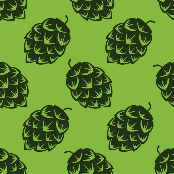 Wzór z zielony piwa chmiel, ilustracja kolorowy wektor — Wektor stockowy