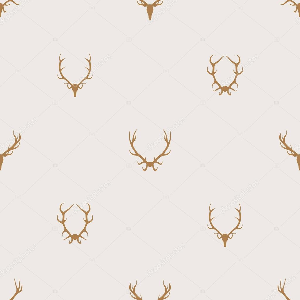 Seamless pattern vector minimalist background with deer antlers