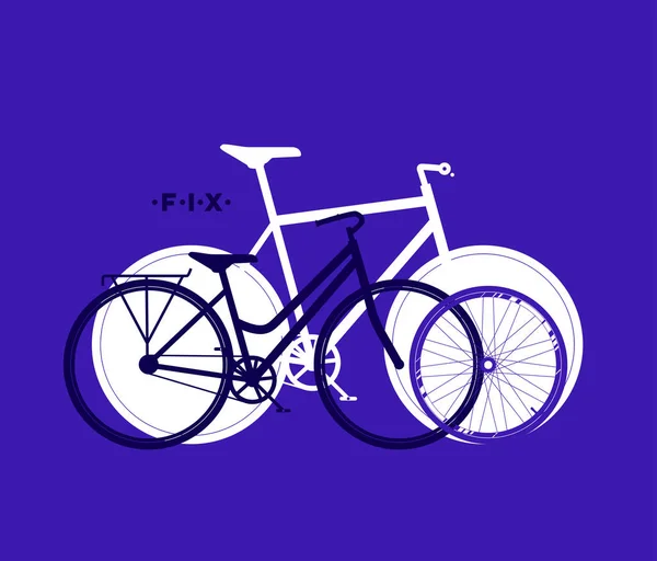 Silhouet van fix fiets, Fietsen sport achtergrond, vectorillustratie — Stockvector