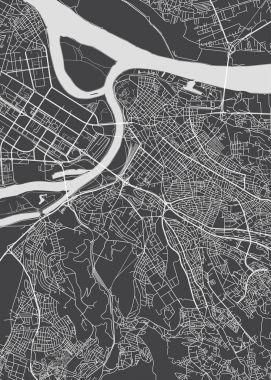 Belgrade city plan, detailed vector map clipart