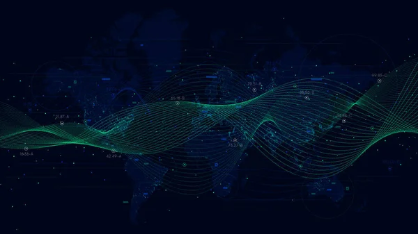 Abstrakter Vektorhintergrund Mit Dynamischen Wellen Big Data Visualisierung Mit Einer — Stockvektor