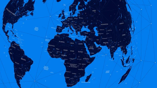 Μπλε Πολιτικό Χάρτη Του Κόσμου Επίπεδη Εικονογράφηση Διάνυσμα — Διανυσματικό Αρχείο