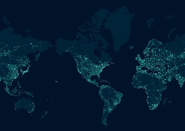 Dünya, iletişim Ağ Haritası merkezli Amerika kıtası