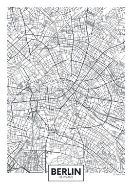 Detailed vector poster city map Berlin clipart
