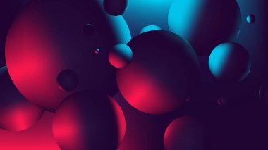 Red blue neon light with a reflection on sphere, gradient vector illustration clipart