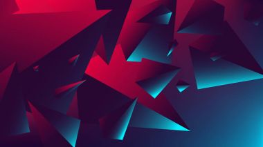 Red blue neon light with a reflection on triangle, gradient vector illustration clipart
