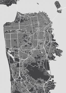 San Francisco şehir planı, detaylı vektör harita
