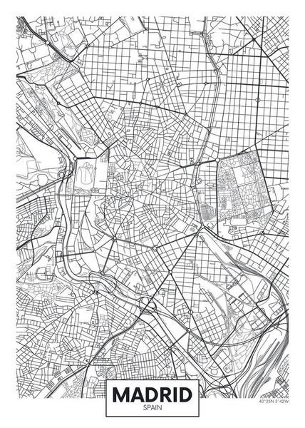 Cartel Vectorial Detallado Mapa Madrid — Archivo Imágenes Vectoriales