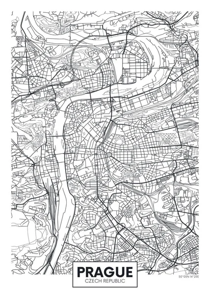 Mappa Dettagliata Della Città Vettoriale Praga — Vettoriale Stock