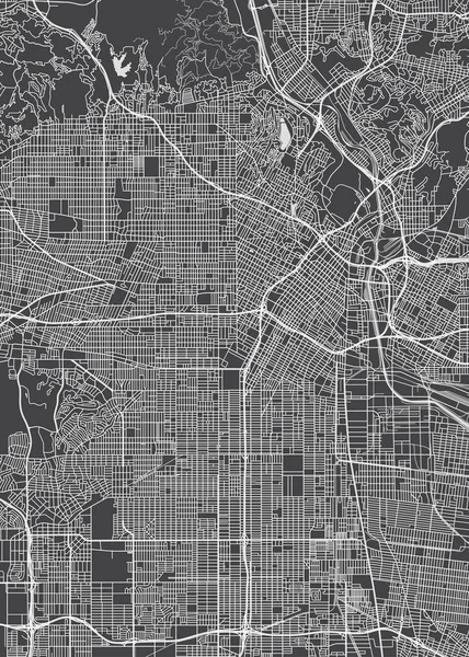 Σχέδιο Πόλης Λος Άντζελες Λεπτομερή Διανυσματικό Χάρτη — Διανυσματικό Αρχείο