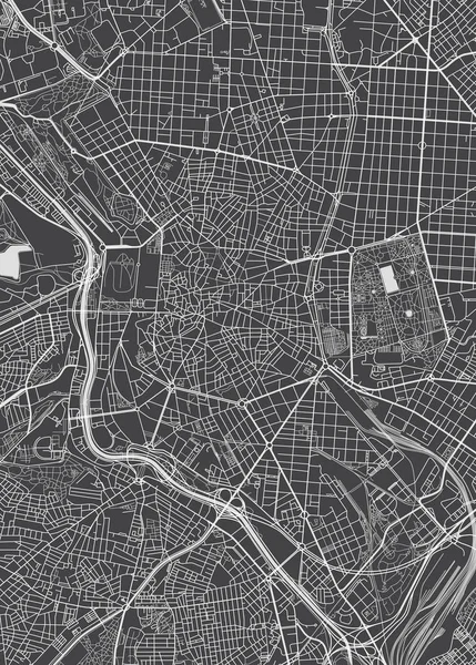 Madrid Planta Cidade Mapa Vetorial Detalhado — Vetor de Stock