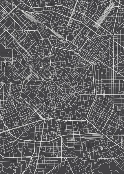 Milánó Város Terv Részletes Vektoros Térkép — Stock Vector