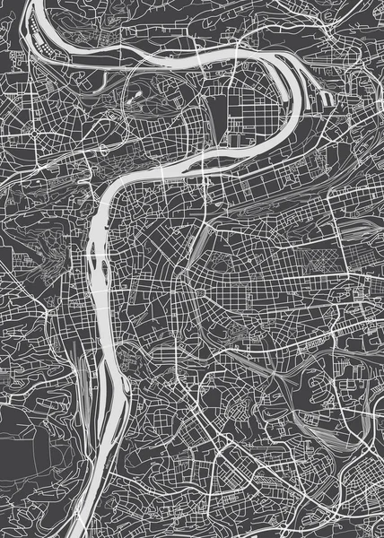 Praga Planta Cidade Mapa Vetorial Detalhado — Vetor de Stock