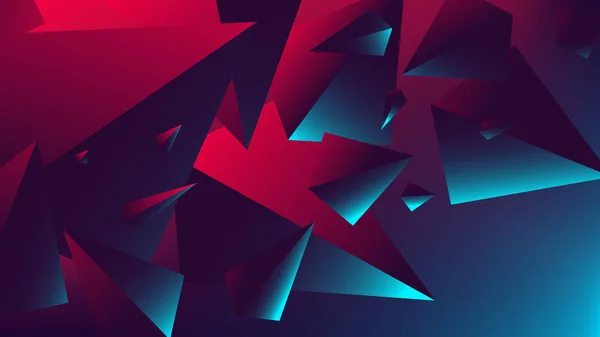 Piros Kék Neon Fénnyel Tükrözi Háromszög Színátmenet Vektoros Illusztráció — Stock Vector