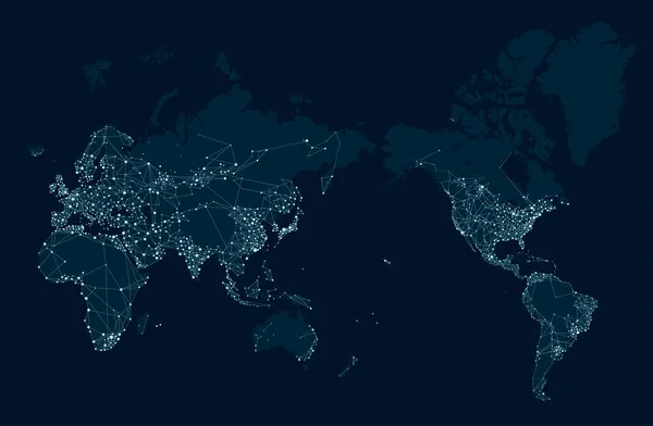 Sci Futuristiska Kommunikation Nätverkskarta Över Världen — Stock vektor