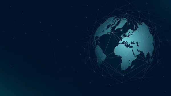 Carte Monde Connexion Réseau Mondial Technologie Futuriste Plexus Vecteur Fond — Image vectorielle