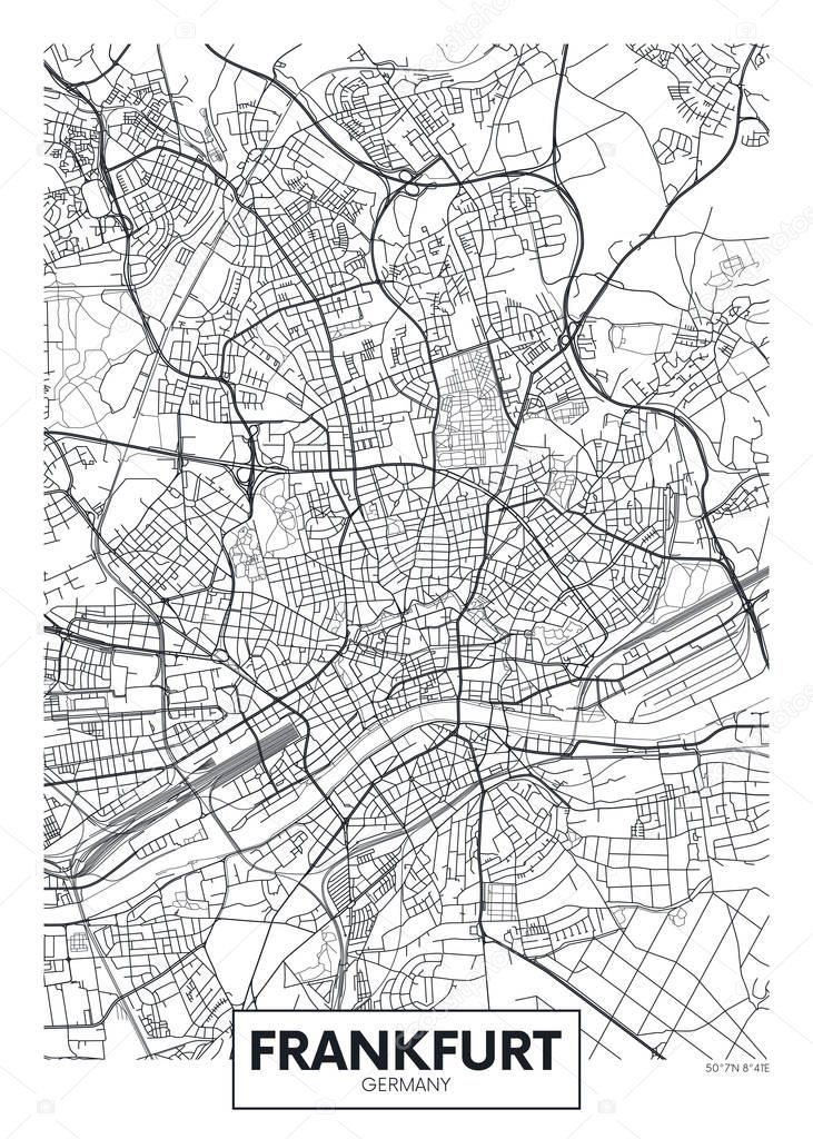 Detailed vector poster city map Frankfurt
