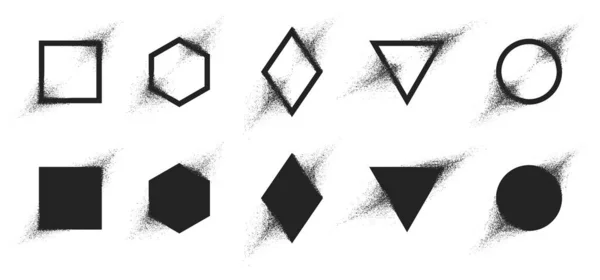 Set vettoriale di forme geometriche con effetto particella spray, Destr — Vettoriale Stock
