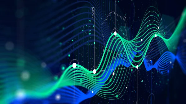 Statistika velkých objemů dat, sci-fi pozadí analytické ukazatele — Stock fotografie