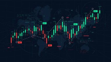 Forx istatistikleri, iş ve mali analizler, kar ve maliyet oranı, vektör illüstrasyonunun ön panel grafiği