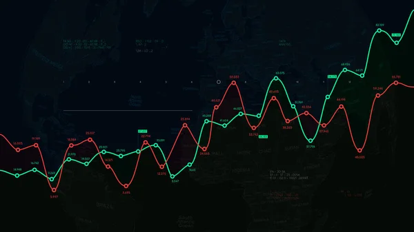 Finanční Palubní Deska Zpráva Obchodní Analýzy Pozadí Politické Mapy Světa — Stockový vektor