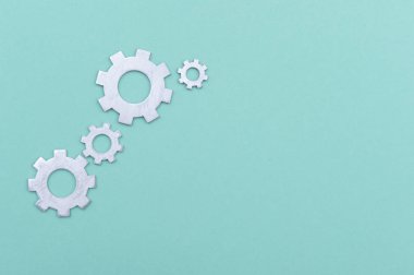 cogwheels, takım çalışması, düz yatıyordu, parlak yeşil renkli çalışma sistemi