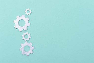 cogwheels, takım çalışması, düz yatıyordu, parlak yeşil renkli çalışma sistemi