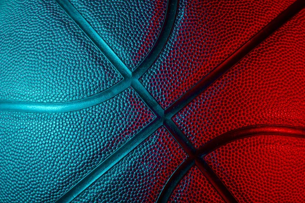 Close Detail Van Basketbal Bal Textuur Achtergrond Neon Banner Art — Stockfoto