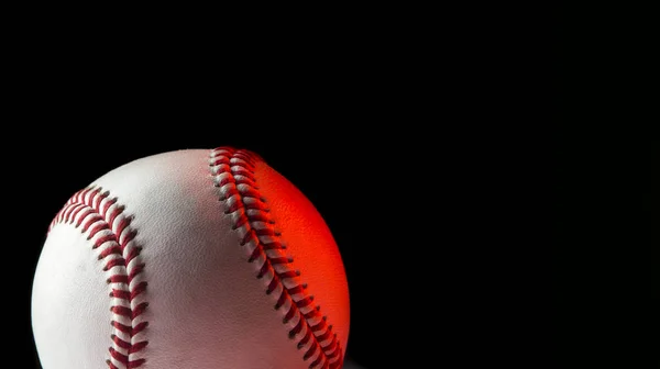 Pallone Baseball Isolato Sfondo Nero Blue Neon Banner Concetto Arte — Foto Stock