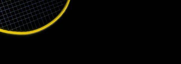 Close Yellow Tennis Racket Black Background — Stock Photo, Image