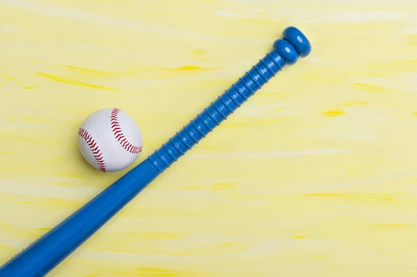 Attrezzatura Baseball Sfondo Yeallow Concetto Allenamento Online — Foto Stock